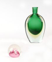 A mid century Murano Sommerso glass vase, possibly designed by Flabio Poli, 23cms high; together