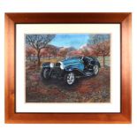 LS Ramsey (modern British) - A study of a Bugatti Type 55, reg no. DG 433, in an orchard setting,