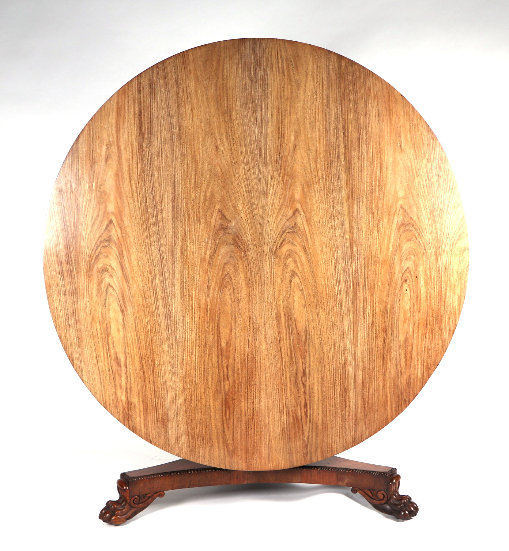 A 19th century rosewood centre table with circular tilt-top on a carved central column with - Image 2 of 6