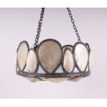 A ceiling pendant with mother of pearl style decoration, 36cms diameter. Condition Report Good