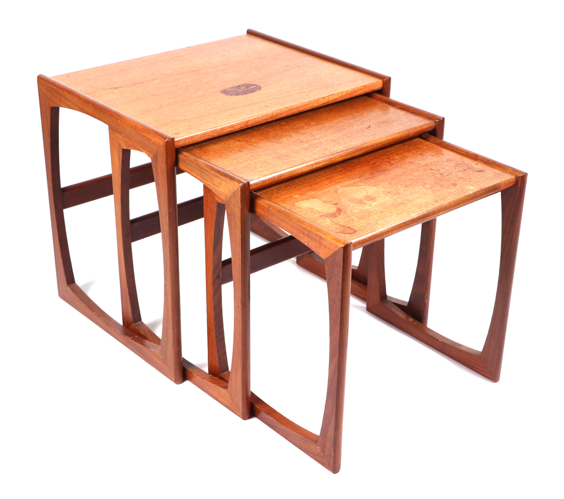 A nest of three 20th century design teak tables, the largest 53cms wide; together with a matching - Image 2 of 3