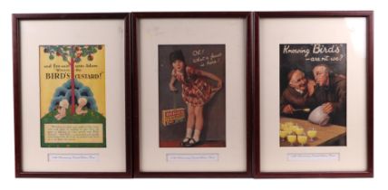 Three Birds Custard 150th anniversary limited edition advertising prints, each 13 by 19cms, all