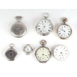A silver cased Waltham open faced pocket watch, the white dial with Roman numerals and subsidiary