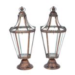 A pair of Victorian style octagonal copper and brass lanterns, each approx 65cms high (2).