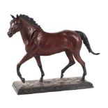 Robert Taylor: A trotting horse bronze sculpture mounted on a plinth, signed, 20cms wide.