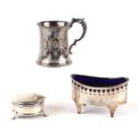 A Victorian silver christening mug of waisted form with engraved decoration, Birmingham 1887, 7cms