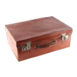 A Drew & Son's Edwardian leather fitted travel suitcase with a watered silk interior (lacks