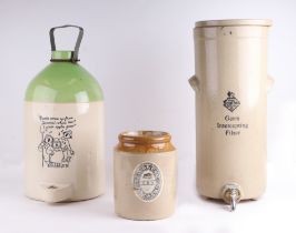 A stoneware cider flagon with inscription 'Coates Come Up From Somerset Where the Cider Apples