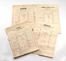 Assorted Castrol Lubrication charts, various models including Ford Anglia, Austin Cambridge,