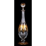 A Baccarat gilded glass decanter and stopper, 43cms high. Condition Report Very good condition