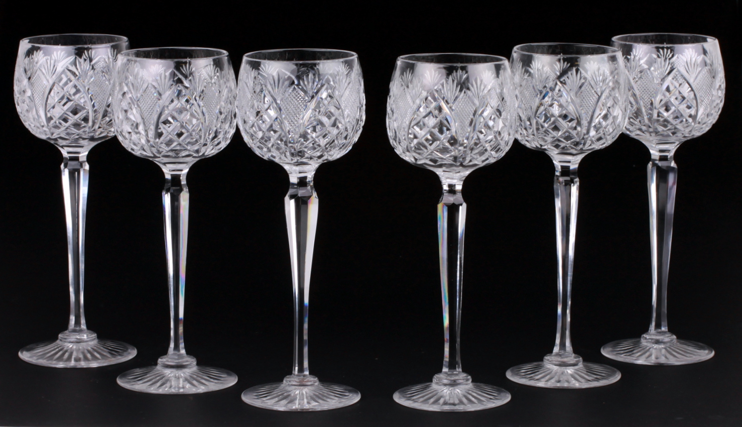 A set of French Au Plomb crystal glasses, together with a set of hock glass and a decanter - Image 2 of 5