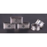 Five silver napkin rings, various dates and maker's, total weight 126g (5).