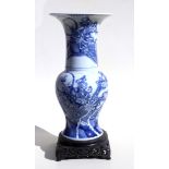 A large Chinese Yen Yen vase decorated with prunus and bamboo, on a pierced square form stand, 43cms