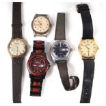 A vintage Timex day / date gentleman's wristwatch with centre seconds; and other gentleman's vintage