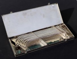 A cased set of Down Bros, London, graduated catheters.