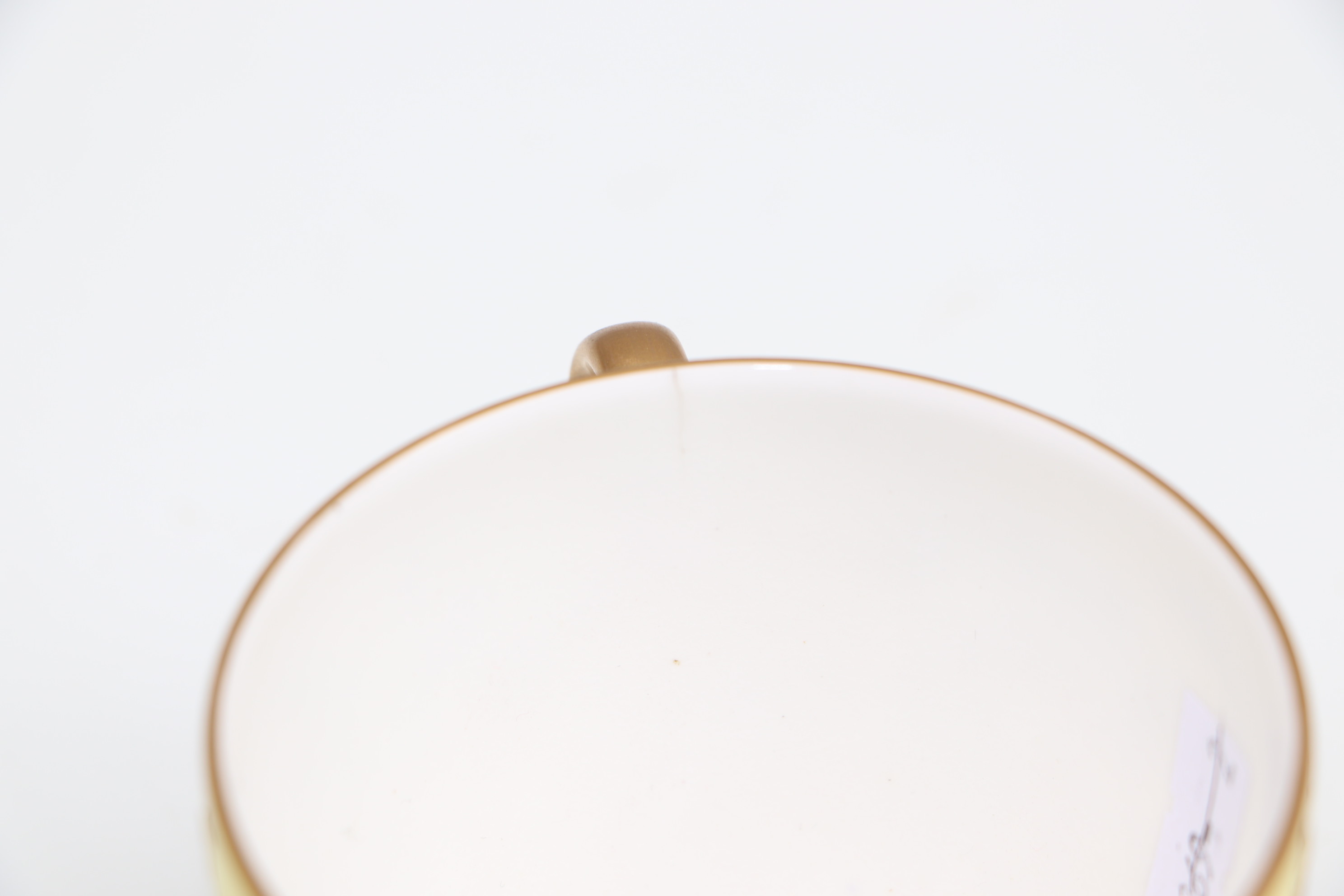 A pair of Derby cabinet cups and saucers decorated with gilded flowers, on a yellow ground; together - Image 8 of 10