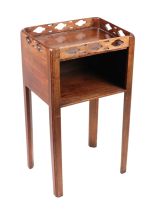 A 19th century tray-top nightstand on square chamfered legs, 40cms wide.