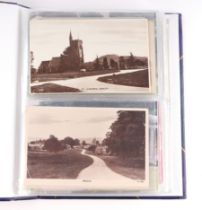 A postcard album containing topographical, horse racing, social history and architectural cards to