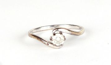 A 9ct gold cubic zirconia solitaire ring, approx UK size N, 1.4g.