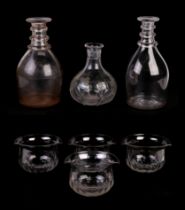 A set of four 19th century wine glass rinsers, 13cms diameter; together with three early 19th