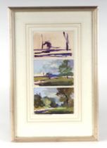 Norman Battershill RBA ROI (1922-2010) - a triptych of landscape sketches, oil on paper, signed