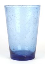 A blue controlled bubble Art glass vase, possibly Whitefriars, 20cms high.