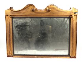 A 19th century gilt framed overmantle mirror, overall 108cms wide.