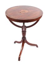 An Edwardian Sheraton Revival mahogany occasional table with brass string inlaid and central