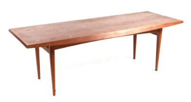 A Gordon Russell of Broadway mid century modern teak coffee table, the rectangular top with