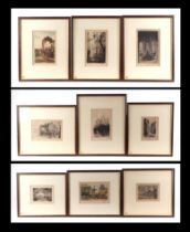 G Millet (early 20th century French) - a group of etchings depicting French scenes, all framed &