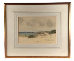 20th century continental school -Formentera - beach scene, watercolour, initialled 'RAA' lower