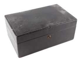 A late 19th century gentleman's travel box with fitted interior and Bramha lock, 35cms wide.