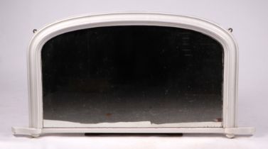 A Victorian white painted overmantle mirror, 112cms wide.