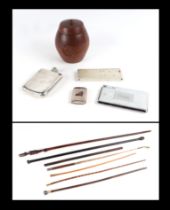 A quantity of assorted militaria to include a swagger stick, other swagger sticks, riding crops