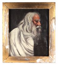 English school - a half length portrait of the White Wizard, oil on canvas, 40 by 35cms, framed.