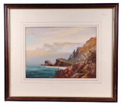 Thomas Cole - A Rocky Coastal Shore Scene - watercolour heightened with bodycolour, signed lower