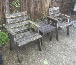 A pair of garden chairs and matching table (3).