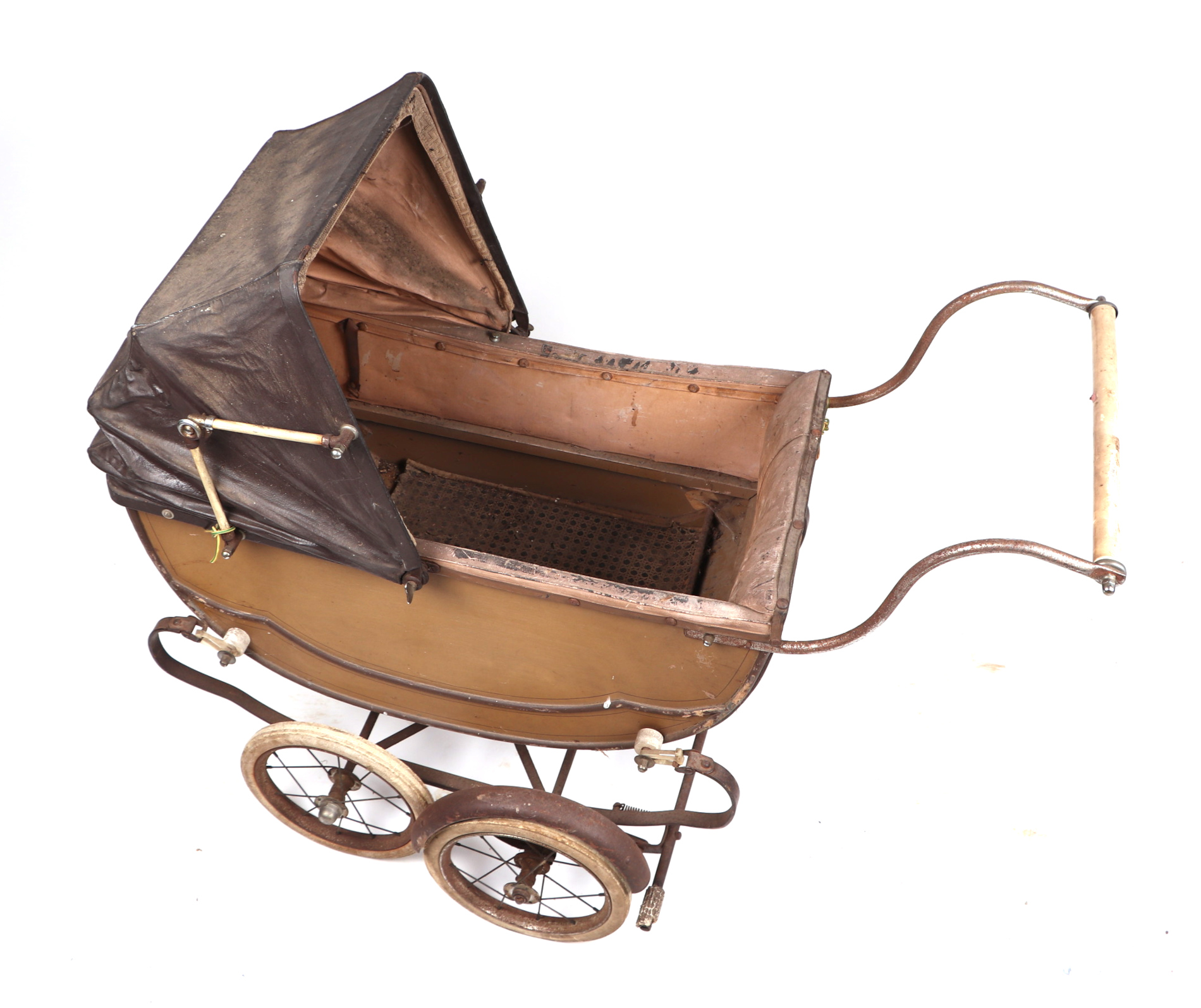 A Victorian style pram containing various plush toys and teddy bears; together with a push-along - Image 3 of 5