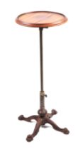 A Victorian mahogany and cast iron and brass jardinière or plant stand with adjustable column and