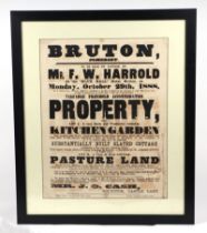 Local interest: an auction advertising poster 'To Be Sold By Auction By Mr F W Harrold At The Blue