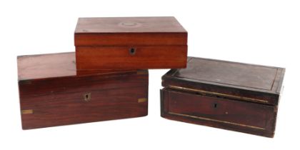 A group of three 19th century writing slopes (for restoration) to include rosewood and mahogany, the
