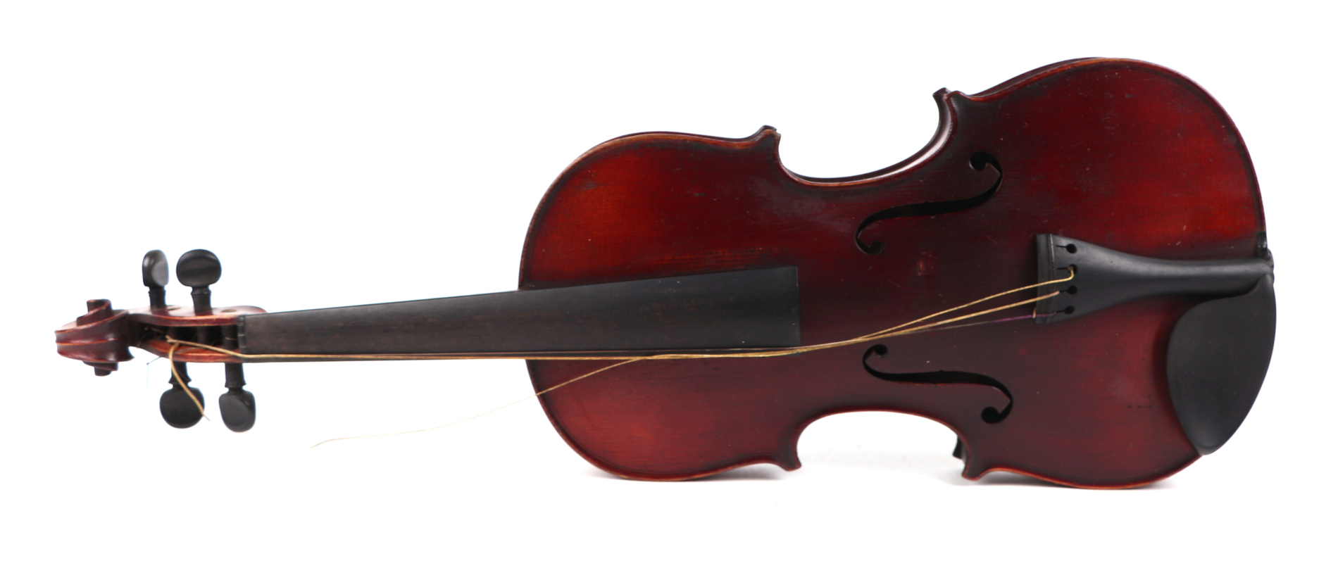 A violin with 14-inch two-piece back, bears label 'Antonius Straduarius', with bow, strings and - Image 2 of 9