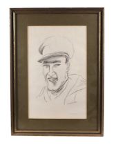 David Stirling (British 1887-1971) - A Head & Shoulder Portrait of a WWII Soldier - pencil sketch,