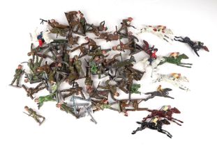 A quantity of lead toy soldiers.