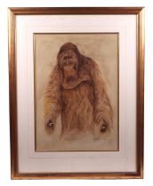 Johnson Poole - a half length portrait of the Jersey Zoo Orangutan believed to be commissioned by