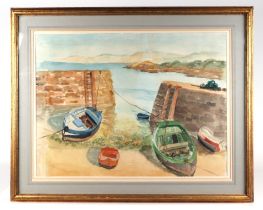 S Brown (?) (20th century school) - Low Water - watercolour, indistinctly signed lower left, remains