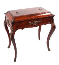 A late 19th century French burr walnut and ormolu mounted jardinière / side table, the rectangular