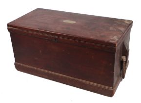 A 19th century teak seaman's chest with brass plaque named to 'E Graham' to the top, 110cms wide.