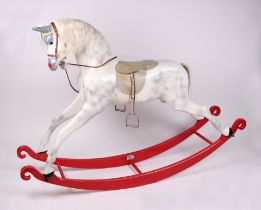 A Haddon Rocking Horses Ltd large Victorian style dapple grey rocking horse with real horse hair