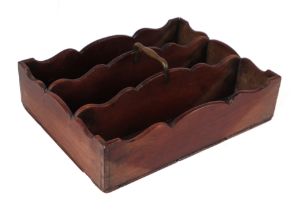 A George III mahogany three-division cutlery tray, 38cms wide. Condition Report There is general